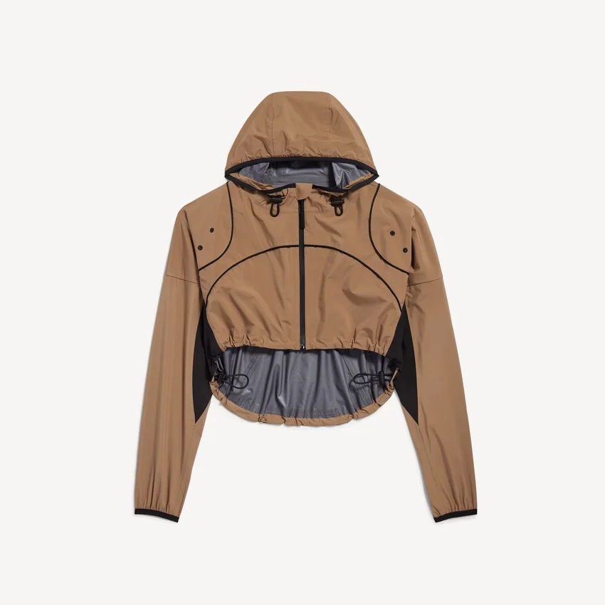 Women’s techwear cropped jacket in camel Women’s techwear cropped jacket in camel