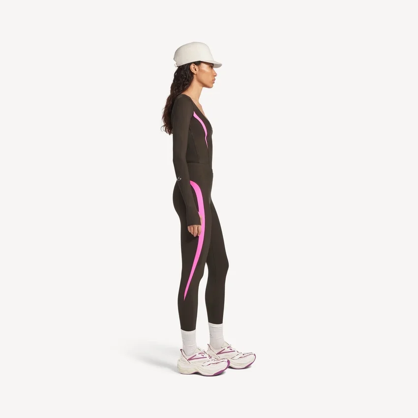 Women’s techwear fitted long sleeve top in khaki brown/neon pink Women’s techwear fitted long sleeve top in khaki brown/neon pink