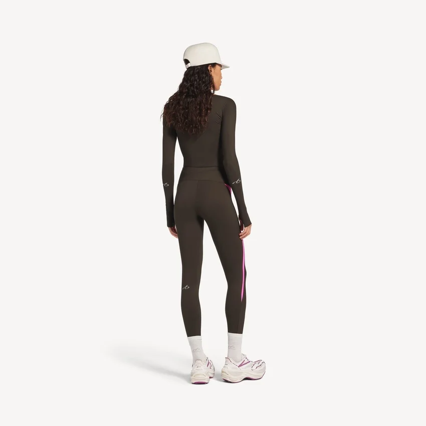 Women’s techwear fitted long sleeve top in khaki brown/neon pink Women’s techwear fitted long sleeve top in khaki brown/neon pink