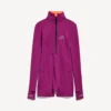 Women’s techwear short long sleeve bodysuit in violet/orange