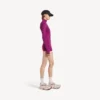 Women’s techwear short long sleeve bodysuit in violet/orange