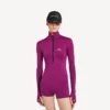 Women’s techwear short long sleeve bodysuit in violet/orange