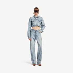 Women’s twisted seam jeans in bleach light bleu